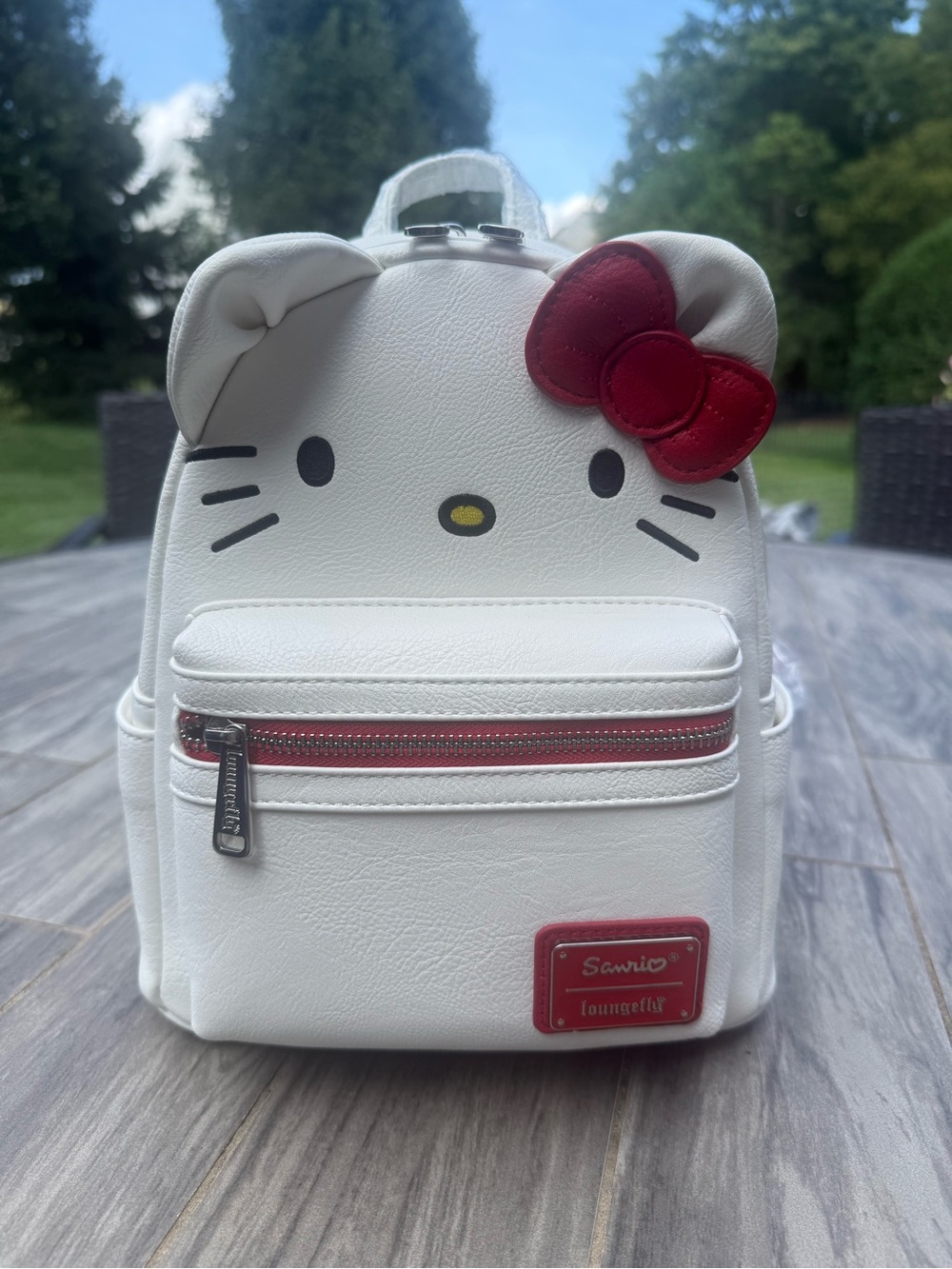 Sanrio Loungefly Hello Kitty White and Red Mini Backpack with Bow